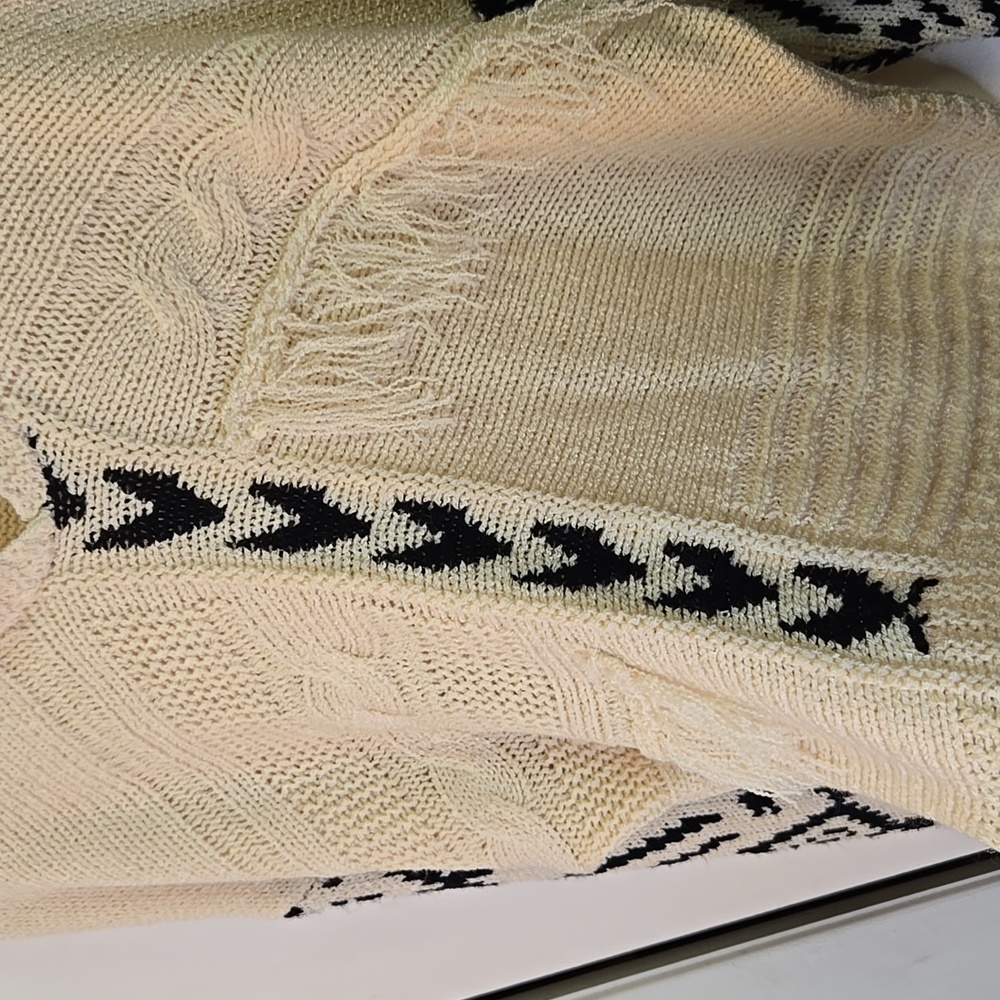 Fringe Patterned Cropped Sweater - image 4